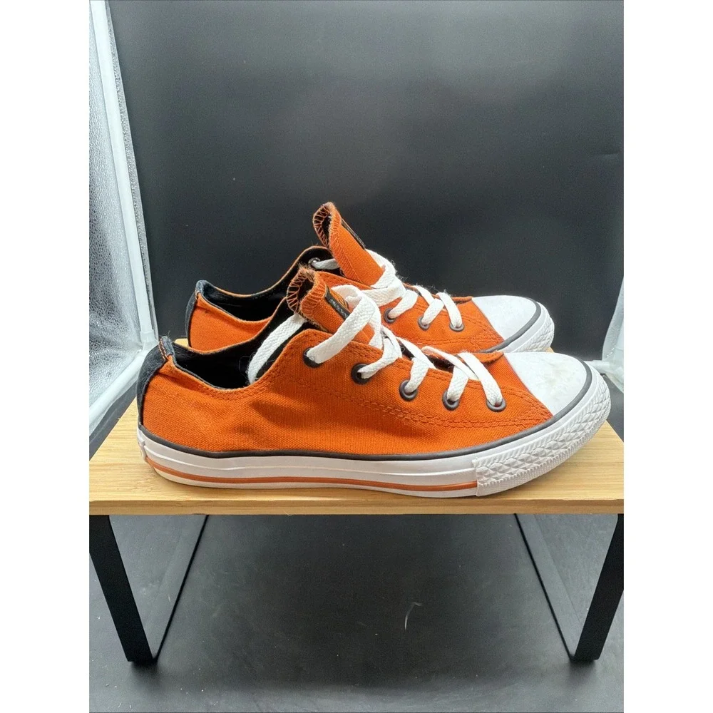 Converse Chuck Taylor All Star Shoes Junior SZ 4 Orange & Black Low Top Canvas